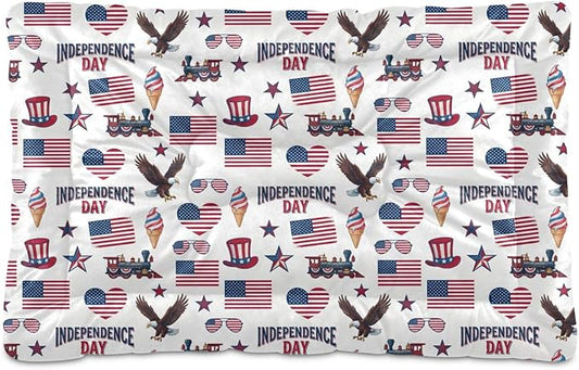 Dog Bed for Crate Washable Pet Sleep Pad, Independence Day Elements Kennel Mat with Non-Slip Bottom, Soft Fluffy Supplies Pet for Dogs and Cats (24x18 inch)