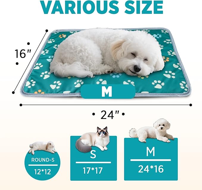 furrybaby Dog Heating Pad, Pet Heating Pad for Dogs with Durable Anti-Bite Tube Indoor, Heated for Dogs House Puppies Cats (1 Pack Green, 24 X 16in, Temp Adjustable)