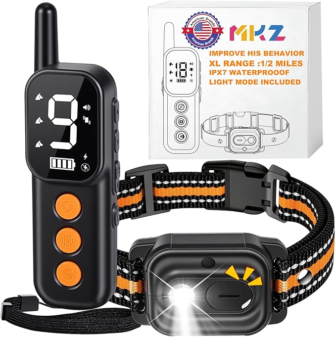Dogs Shock Collar with Remote 3300FT Dog Training Collar IPX7 Waterproof Rechargeable Shock Collar for All Breed Dogs with Beep, Vibration, Safety Shock, Security Lock 10-120 lbs