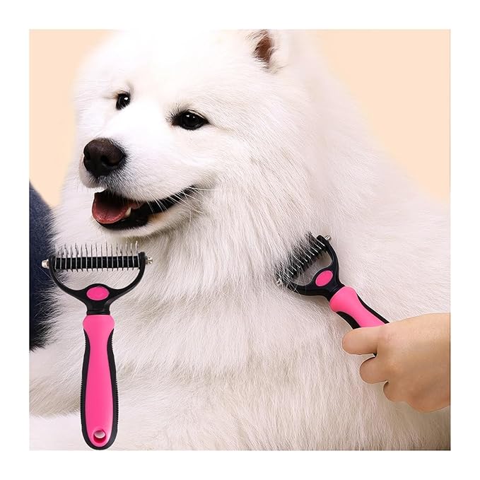 A Pet Double-sided Knot Comb Dog Comb Dog Comb Cat Beauty Hair Removal Cat Comb Pet Supplies(Rose Red,Small)