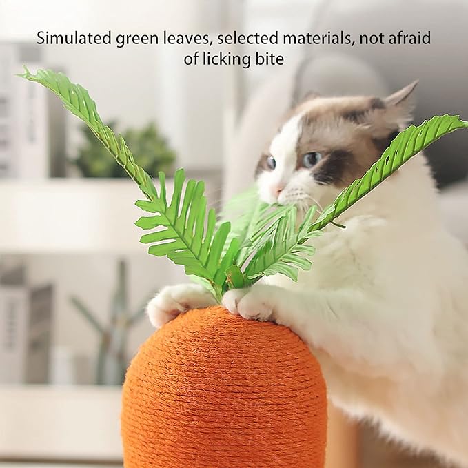 Cat Scratching Post, 9.8x9.8in Cute Carrot Scratching Post Cat Scratcher for Indoor Cats Kittens, Carrot Sisal Vertical Carrot Cat Climbing Frame for Indoor Cats Kitty Training