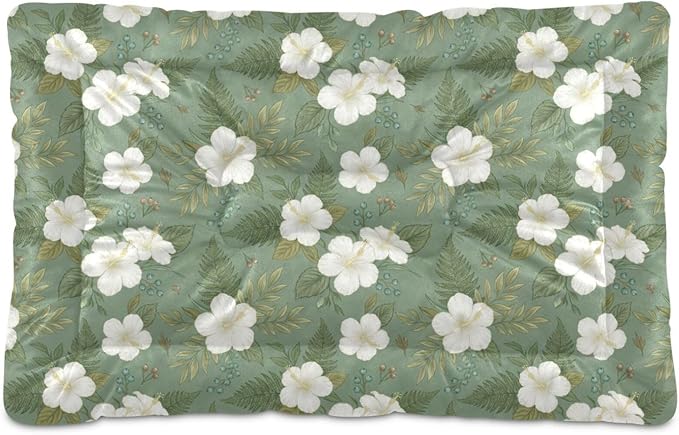Dog Bed for Crate Washable Pet Sleep Pad, Floral Print Kennel Mat with Non-Slip Bottom, Soft Fluffy Supplies Pet for Dogs and Cats (36x24 inch)