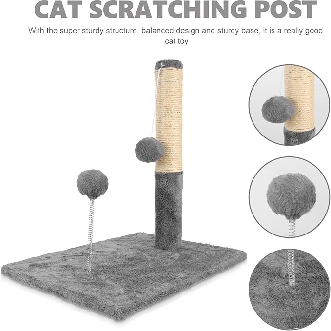 Yardwe Wear-Resistant Large Sisal Cat Scratching Post with Integrated Cat Bed and Sturdy Climbing Tower for Indoor