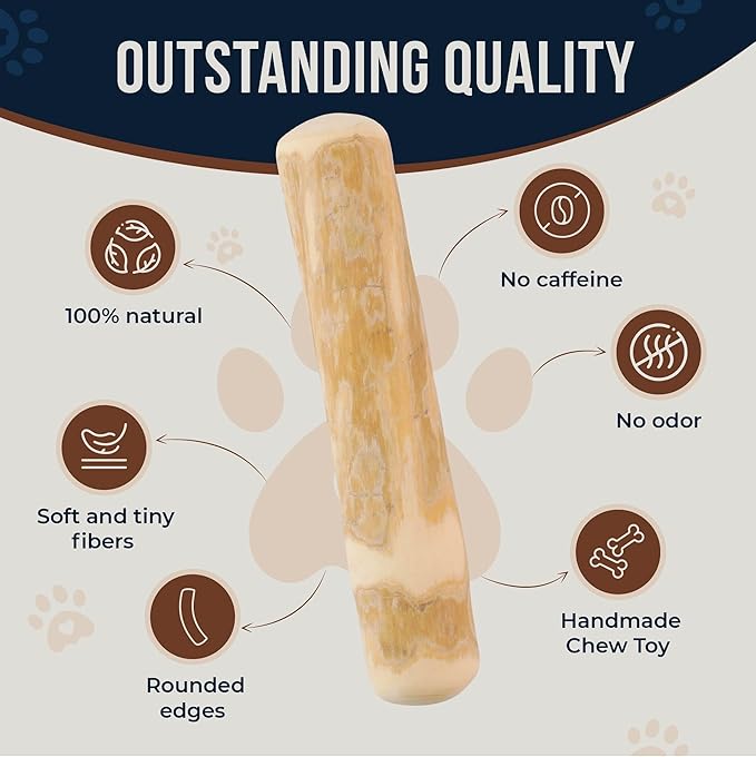 Coffee Wood Dog Chews 7.5" & Dog Rope Toys 100% Natural for Teething, Stress Relief, Dental Health, Organic Toys - Size S