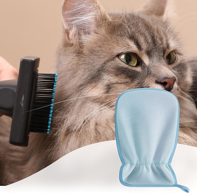 HouseVibe Pet Hair Removal Glove for Cats Dogs Bunny Reusable Grooming Mitt for Furniture Carpet Clothing Sofa Couch 9.45 x 6.30 inch- Blue