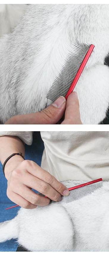 Pet Grooming Comb Rat Tail Comb Cat Hair Trimmer Combs Dog Hairstyle Comb Float Hair Removal Dematting for Cat Dogs Cat Comb Dog Comb Rounded Ends Pet Hair Comb for Home Grooming (One Size,red 4)