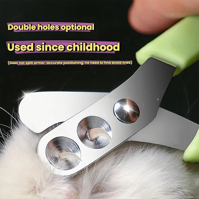 Double-Hole Pet Nail Clipper for Cats & Dogs - Safe Quick Trimmer, Grooming Tool for Small Medium Large Pets, Prevents Overcutting with Positioning Guard & Comfort Grip(Blue)