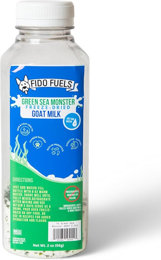 Green Sea Monster Freeze Dried Goat Milk - 12 oz Bottle with 2 oz Product