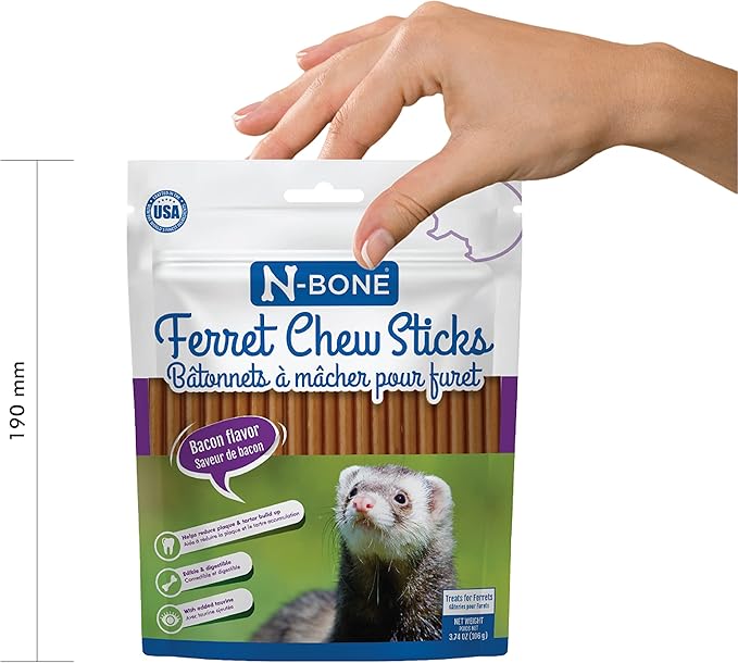N-Bone Ferret Chew Sticks Bacon Flavor,3.74-oz Bag,(Pack of 3)