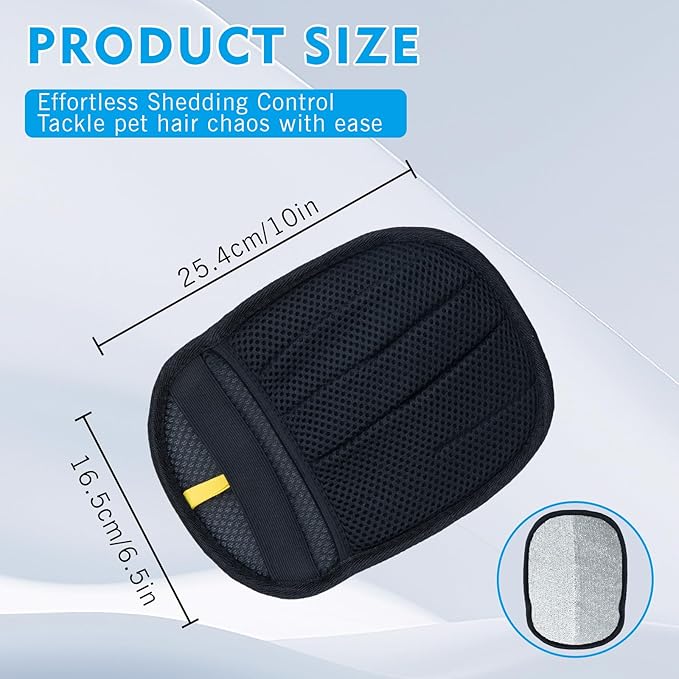 Pet Hair Removal Glove for Dogs & Cats, Reusable Magic Brush Pet Hair Remover Tool for Clothes, Couch, Furniture, Bed (Black) RFV