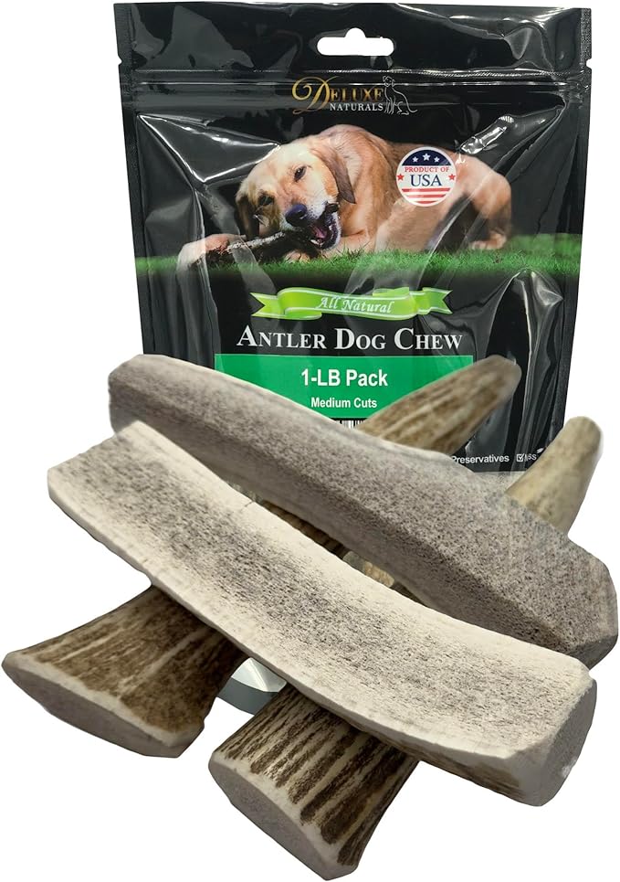 1-LB Medium Mixed Whole & Split Elk Antler Dog Chews (5.5-8+ in) – Long Lasting Natural Treats for Small to Medium Dogs Under 40 lbs – Durable Bones for Teeth Cleaning