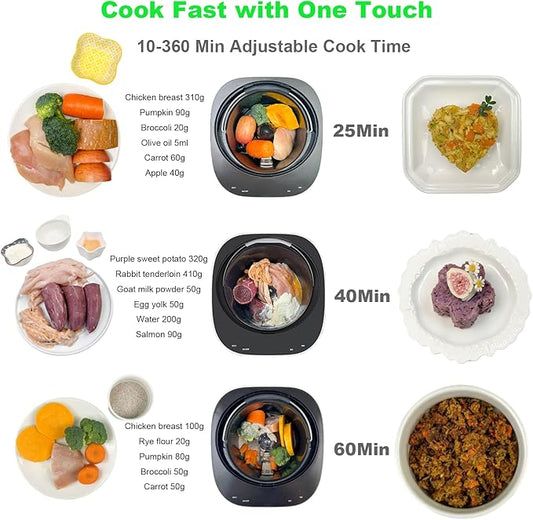 COZIWOW Pet Food Maker & Processor, One-Touch Jerky/Wet/Dry Food/Paste Cooker with 25-Min Fast Mode, Large Capacity & Quick Dry Cleaning, Ideal for Busy Pet Parents & Multi-Pet Families