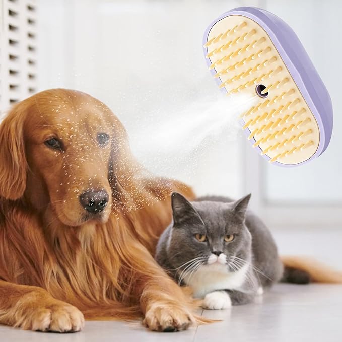 Pet Steamy Brush, Type C Rechargeable Pet Grooming Comb, Electric Massage Cat Dog Hair Care Tool, Portable Pets Cleaning Brush Accessory, for Small Medium Large Kitten Puppy Home Use