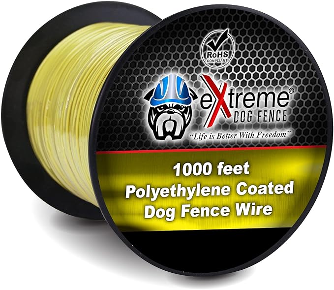 Active Dog -Yellow Standard Underground Electric Dog Fence - 1000 Feet of Yellow Wire for Easy Setup, Superior Longevity, and Reliable Pet Safety
