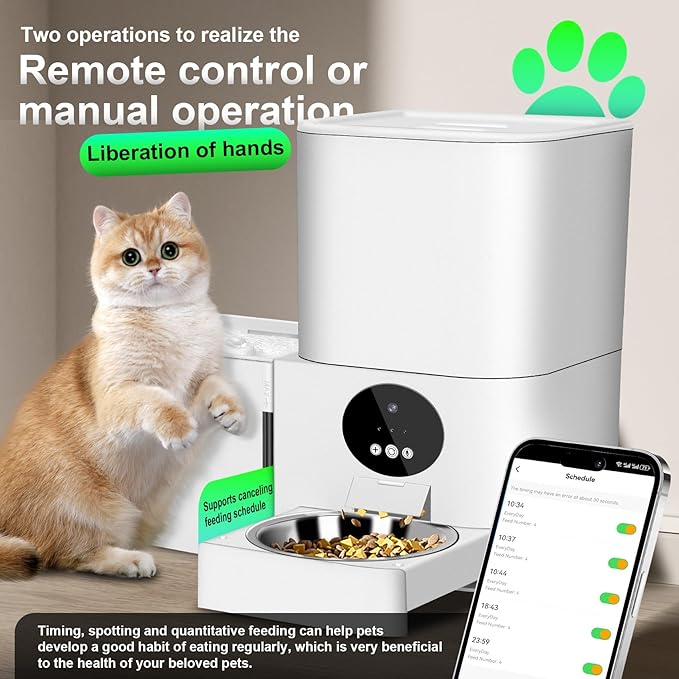 Upgraded Automatic Pet Feeder & Waterer, WiFi-Enabled Feeder Supports 2.4GHz & 5GHz, All-in-One Food and Water Dispenser with Remote Care for Every Meal