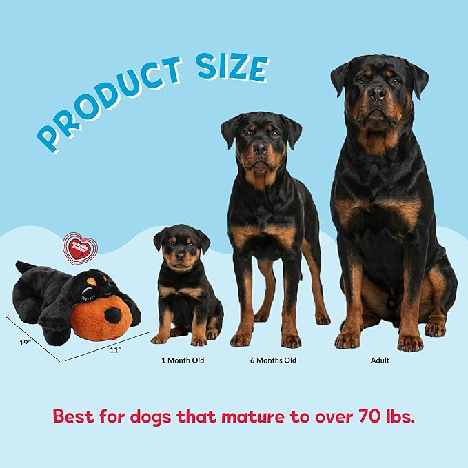 Snuggle Puppy Original for Large Breeds - Heartbeat Puppy for Dogs - Pet Distress Relief and Calming Aid - Comfort Dog Toy - Behavioral Training and Sleep Aid Cuddle Buddy - Rottie/Doberman