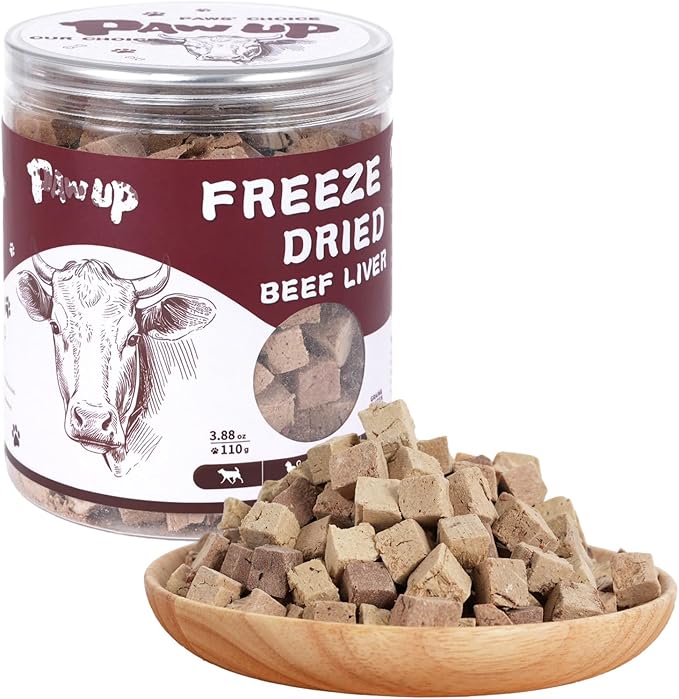 PAWUP Freeze-Dried Beef Liver Dog Treats, Single Ingredient, High Protein, All Natural, Bite-Sized Dog Treat Liver for Training Reward & Food Topper, 3.8 oz