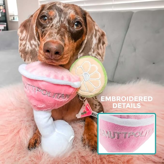 Haute Diggity Dog Cosmuttpolitan, Plush Designer Dog Toys with Interactive Squeaker, Stimulating Pet Enrichment, Machine-Washable & Safe Materials for All Breeds, One Size