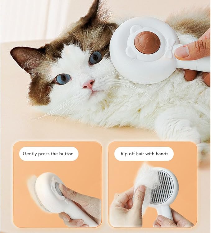 Pet Grooming Brush, 2 in 1 Pet Brush and Nail Grinder, Self Cleaning Slicker Cat Brush for Shedding and Grooming, Rechargeable Pet Grooming Shedding Brush for Dog Cat