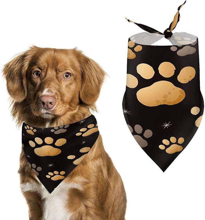 Dog Bandana Spring Pet Scarf Adjustable Triangle Dog Paw Print Printing Dog Bib Washable Polyester Puppy Bandana for Small Medium Large Dogs Cat Birthday Party Supplies