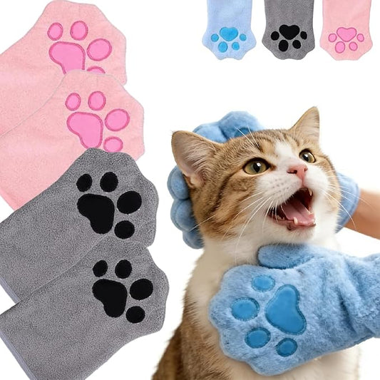 Paw Bathing Towel for Cats Dogs,Makes Paws Washing Easy & Stress-Free,Soft Reusable Pet Grooming Towel,Quick-Dry, Machine Washable Paw Cleaning Mitt for Cats Pets (4pcsC)