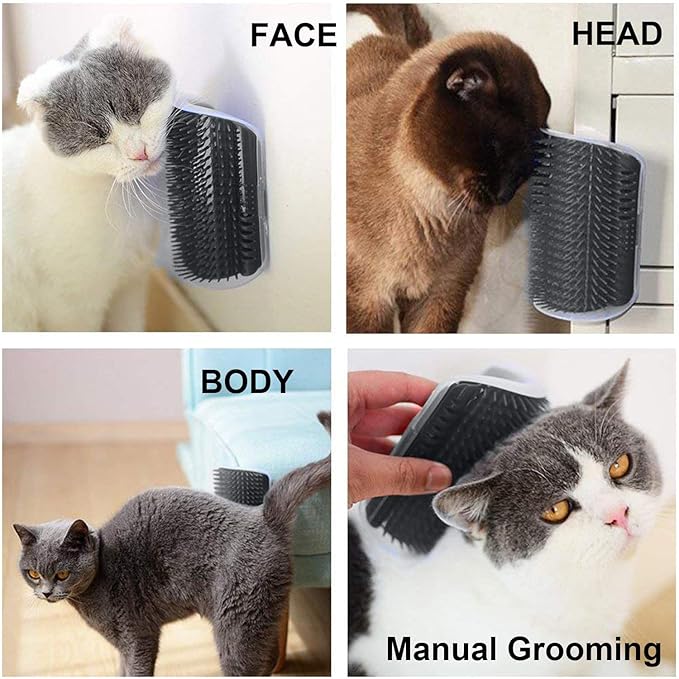 3.0 Softer Cat Self Groomer with Catnip, Dog Cat Corner Groomer,Wall Corner Scratcher Comb,Grooming Massage Brush, Perfect Scratch Massager Tool for Long & Short Fur Kitten/Puppy (4 Pack)