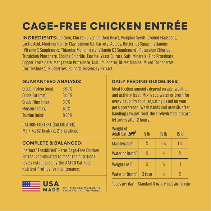 Instinct FreshDried Pates, Freeze Dried Cat Food, Grain Free - Cage-Free Chicken Entrée, 13 oz. Bag