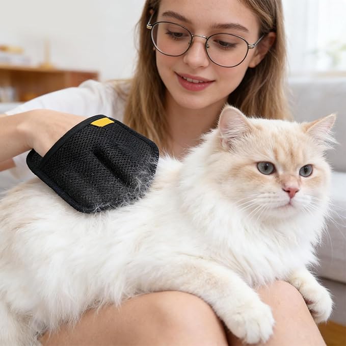 Pet Hair Removal Gloves – Static Electricity Cat & Dog Hair Remover for Furniture, Sofa Seams & Corners, Multi-Functional Household Cleaning Gloves (Orange)