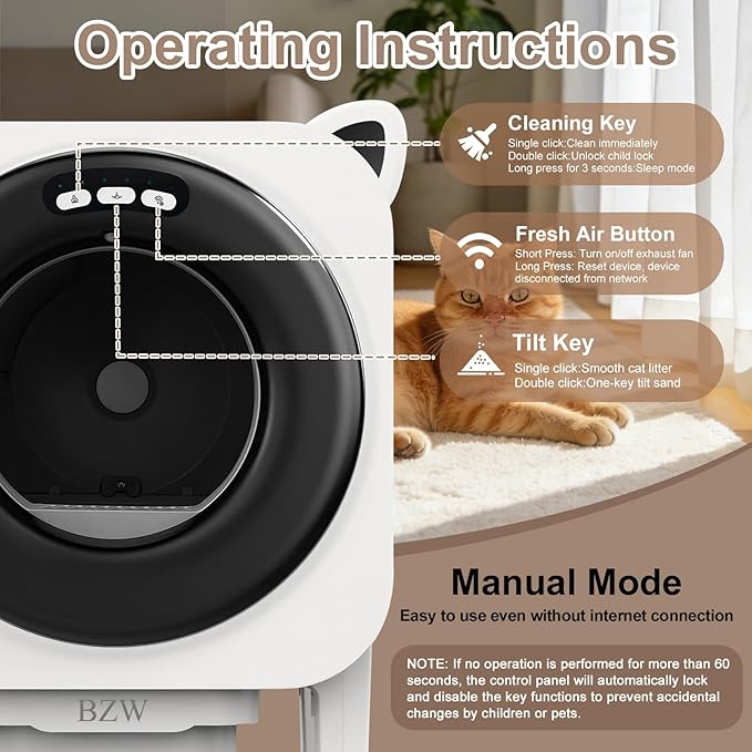 Self Cleaning Litter-Box for Multiple Cats with 76L Large Capacity,Automatic Litter Box with App Control and Safety Sensors Protection (Rose Gold)