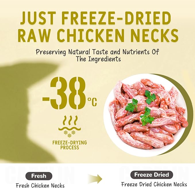 Freeze Dried Chicken Necks Dogs & Cats Treats 100g, Single Ingredient, Premium Quality High Protein Training Treats, Grain Free, Gluten Free, Filler Free, Supports Bone, Teeth & Joint Strength