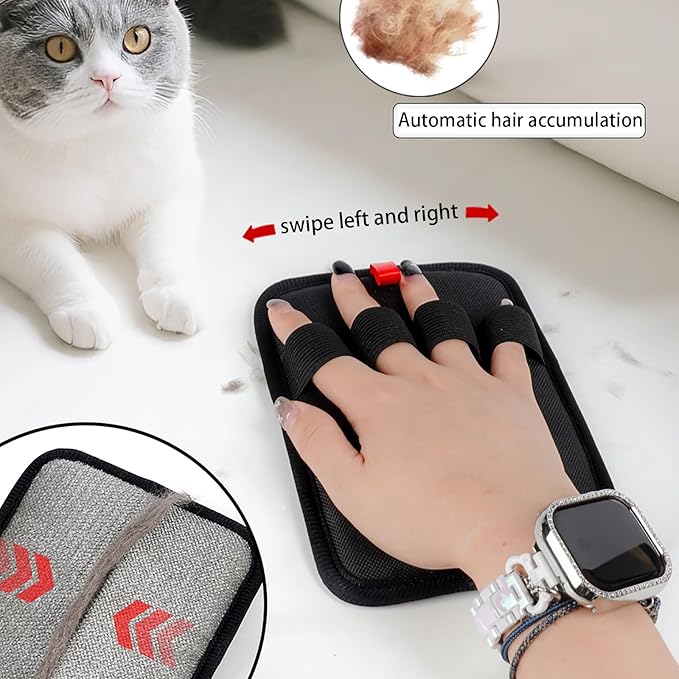 Pet Hair Remover Gloves, Electrostatic Pet Hair Removal Gloves, Upgrade Efficient Grooming Gloves for Pet Hair, Cat Brush Glove for Carpet, Couch(Square, 2PCS)