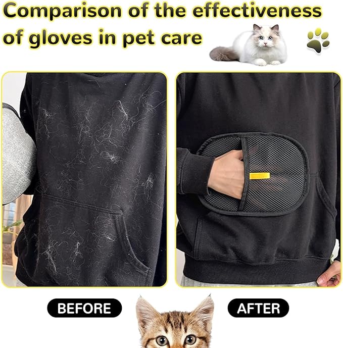 2PCS Magic Brush Pet Hair,Pet Hair Removal Glove for Cats & Dogs,Hair Remover Brushing Gloves