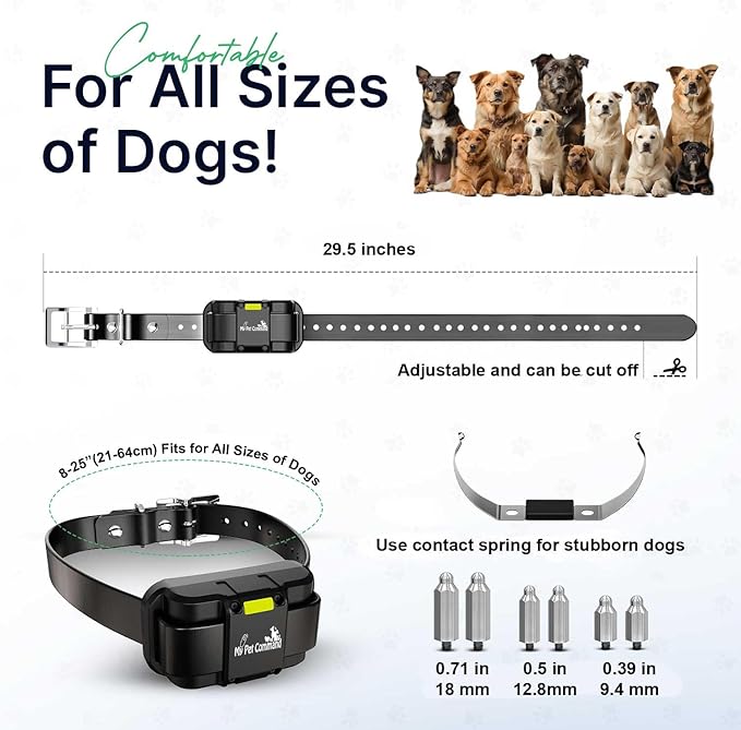 My Pet Command Long Range Dog Training Collar with Remote 1 Mile/5280 Ft, Safe Shock, Vibrate, Tone, Flashing Beacon Lights, Rechargeable Waterproof Remote Device, add up to 2 Collars. 1 Collar Pack