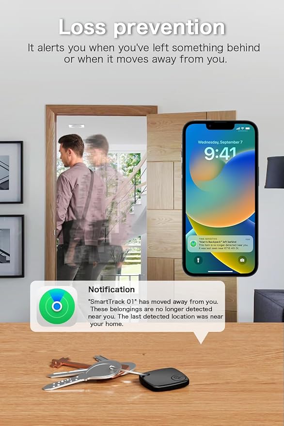 2 Pack Bluetooth Tracker Works with Apple Find My, Key Finder Locator with Sound, Anti-Lost Device for Wallet Keys iPhone, GPS Tracking Device for Kids Pets Luggage