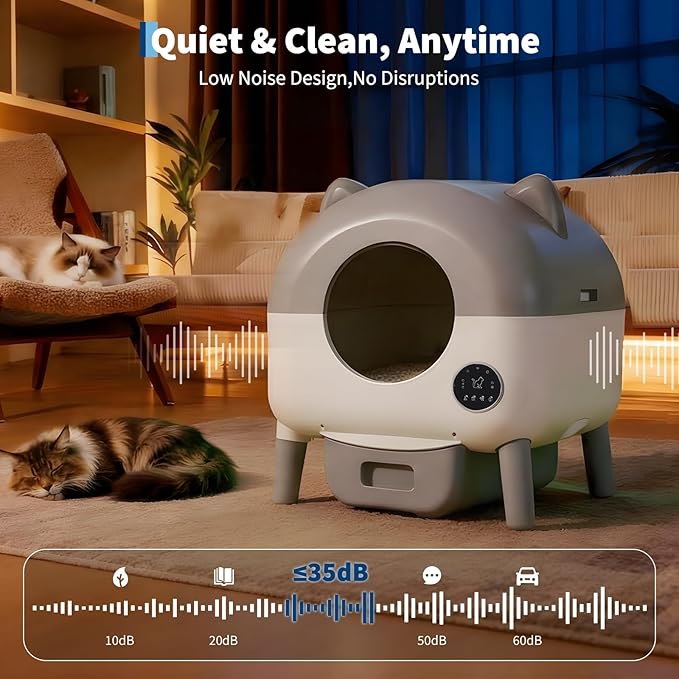 Automatic Self Cleaning Litter Box, Extra Large Automatic Cat Litter Box Self Cleaning Robot for Cats, Smart Safety Sensors-App Control-Low Noise, Washable Tray, 20 pcs Trash Bag