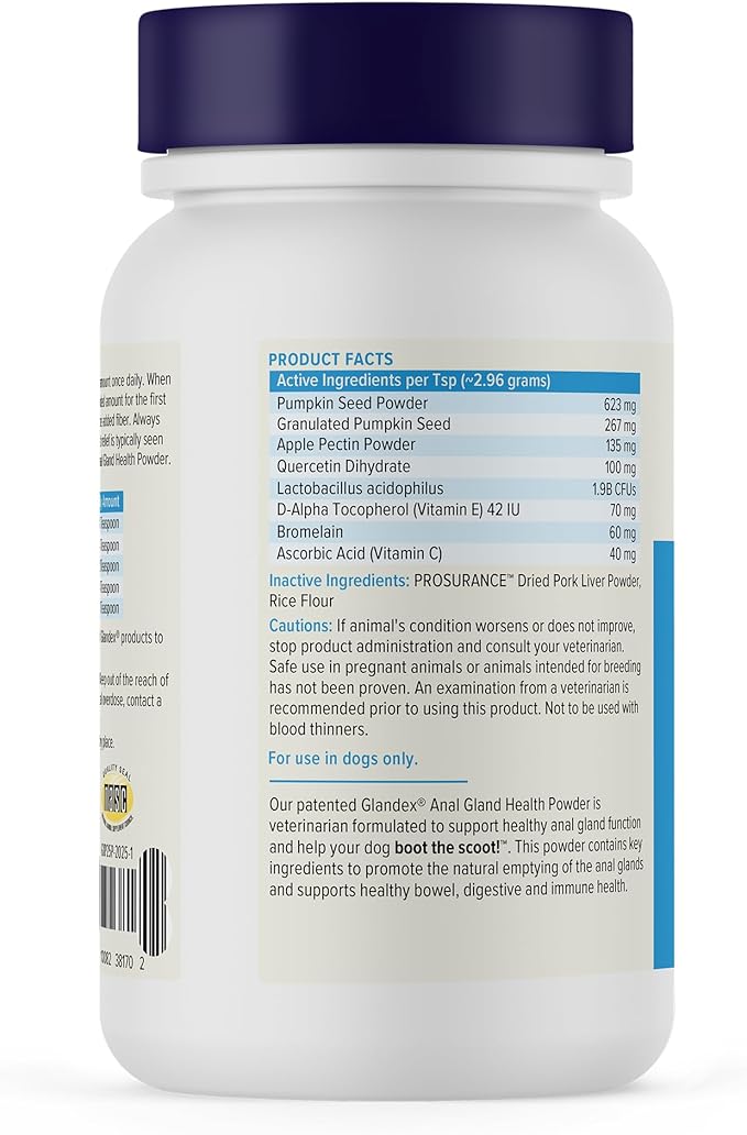 Glandex Dog Fiber Supplement Powder for Anal Glands with Pumpkin, Digestive Enzymes & Probiotics - Vet Recommended (Regular or Advanced Strength) - Boot The Scoot (2.5 oz, Pork Liver)