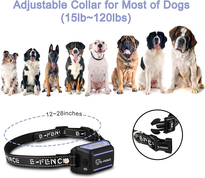 E-FENCE 2 Pack GPS Wireless Dog Collar Fence System,Electric Dog Shock Collar Fence,Pet Containment System Rechargeable,Outdoor Use Only