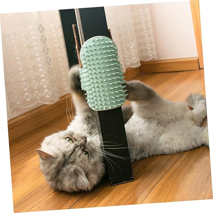 GANAZONO Cat Corner Massage Comb Wall-mounted Cat Self Groomer with Natural Wood Material and Catnip for Indoor Pet Grooming and Itch Relief Random Color