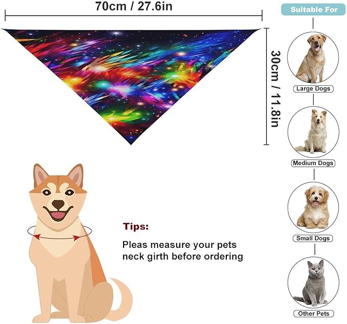 Dog Bandana Spring Pet Scarf Adjustable Triangle Bright Beautiful Colorful Art Printing Dog Bib Washable Polyester Puppy Bandana for Small Medium Large Dogs Cat Birthday Party Supplies