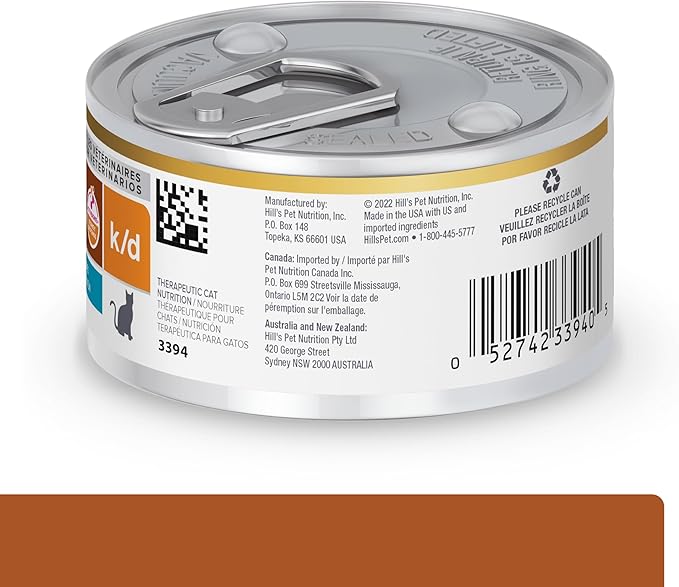 Hill's Prescription Diet k/d Kidney Care Vegetable, Tuna & Rice Stew Wet Cat Food, Veterinary Diet, 2.9 oz. Cans, 24-Pack