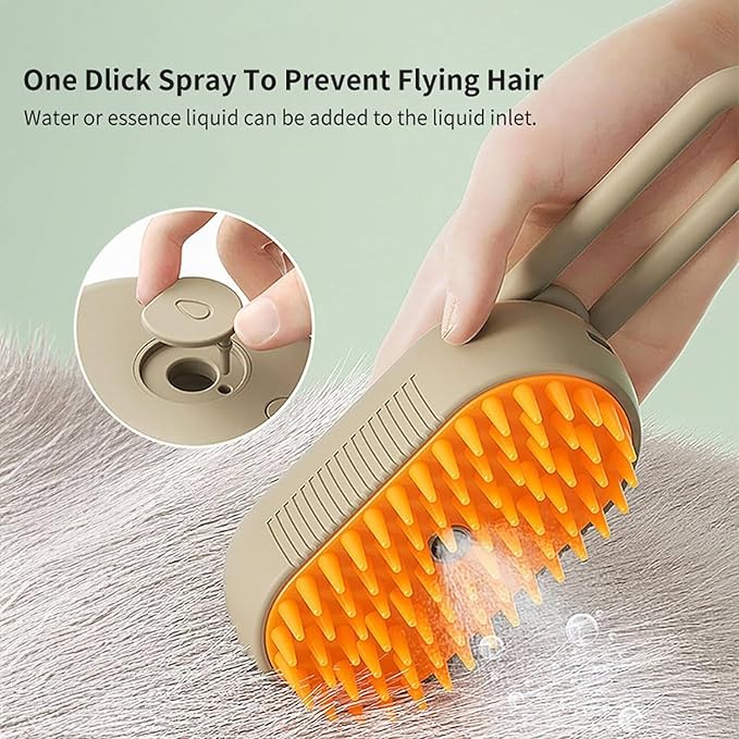 2 Pcs Pet Spray Massage Brush, Cat Hair Steam Brush for Shedding,Cleaning Pet Brush for Massage and Bathing with One Click Spray,Silicone Grooming Spray Comb with 360° Rotating Arm