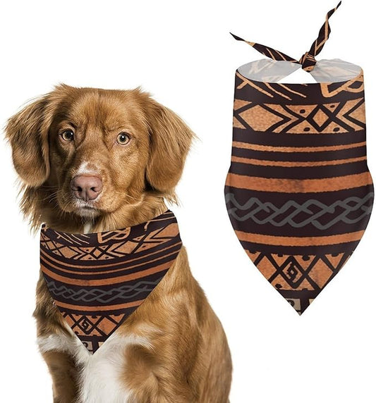 Dog Bandana Spring Pet Scarf Adjustable Triangle African Mud Cloth Tribal Printing Dog Bib Washable Polyester Puppy Bandana for Small Medium Large Dogs Cat Birthday Party Supplies