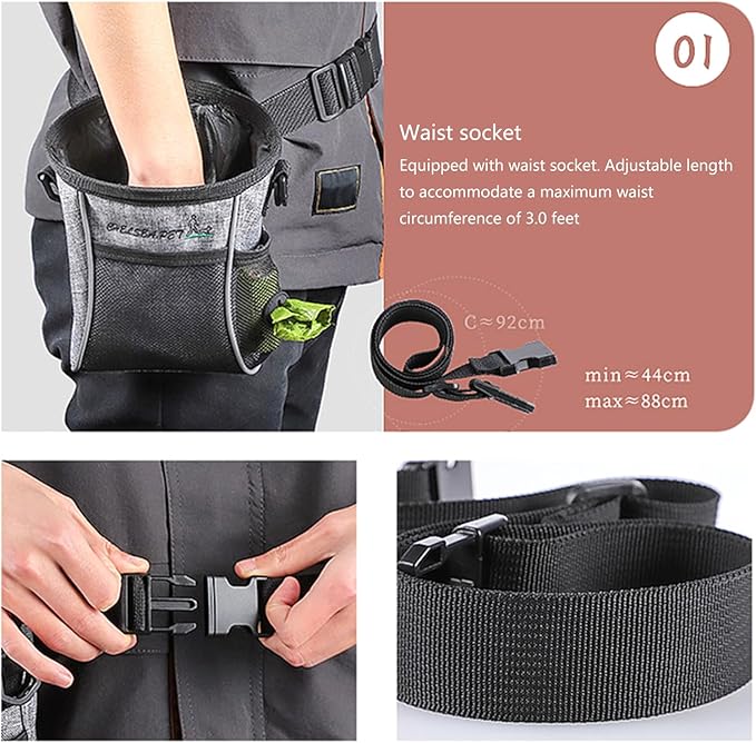 Peiiwdc Dogs Treat Pouches for Walking with PoopBagHolder Dog Training Waist Bag Pet Treat Outdoor Pet Supplies Dog Training