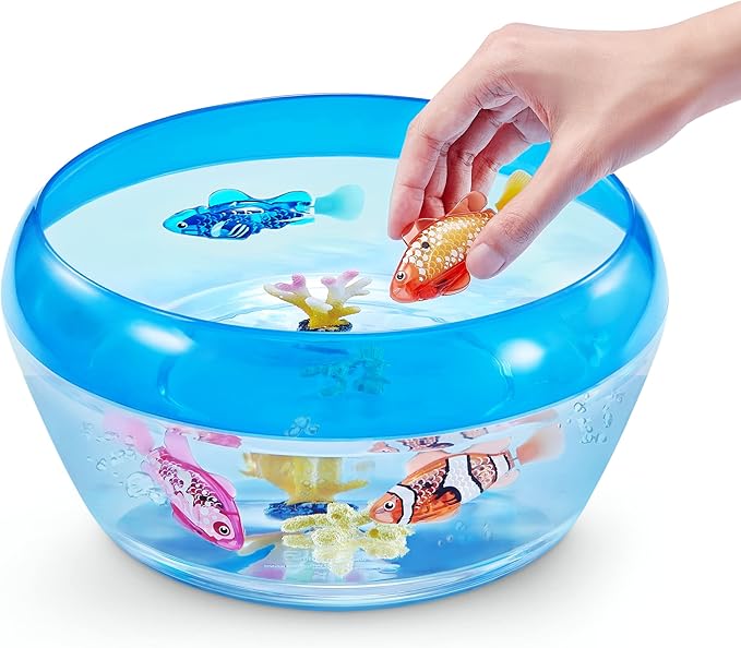 Robo Alive Robo Fish Robotic Swimming Fish (Blue + Red) by ZURU Water Activated, Changes Color, Comes with Batteries, Amazon Exclusive (2 Pack) Series 3