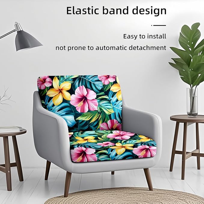 HANDONTIME 8Pcs Outdoor Patio Cushion Covers Multi Floral Stretch Couch Cushion Cover Patio Couch Slipcover for Outdoor/Indoor Washable Jungle Non-Slip Furniture Protector for Pet (Multi, Cover Only)