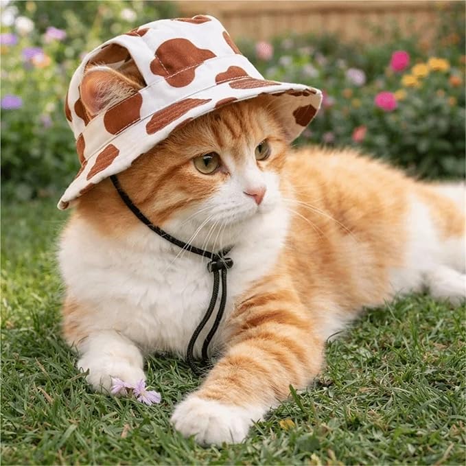 2pcs Cute Adjustable Dog Fisherman Hat - Breathable Pet Sun Hat for Outdoor Travel Supplies(Brown,Small)