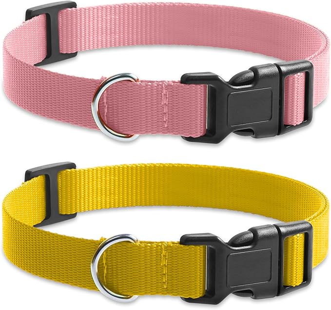 Shock Collar Replacement Strap, Stylish & Comfortable Nylon Dog Collar with Quick Release Buckle, Adjustable Dog Collar Compatible with PetSafe Bousnic Sportdog Garmin Ecollar (Pink & Yellow)