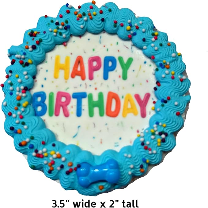 Lot of 6 Dezicakes Crispy Vanilla Blue Dog Birthday Cakes- Edible Puppy Party Crispy Vanilla Rice Cake- Handmade with Love- Perfect Dog Party Cake Boxed, Iced and Decorated