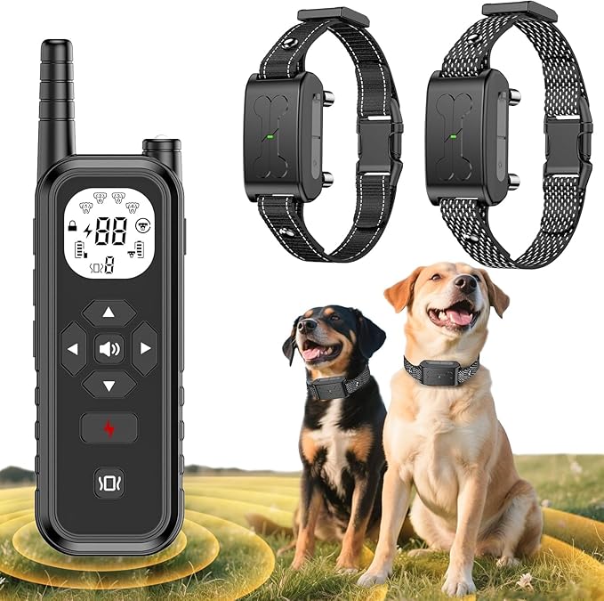 Wireless Dog Fence, Electric Fence for Dogs,Training Collar with Remote Control 3800FT Range, Portable Dog Perimeter Collar with 3 Training Mode Flash Light & Waterproof 2Pack