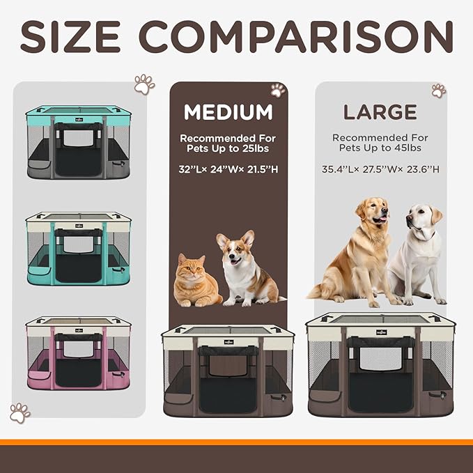 Foldable Pet Kitten Playpen, Upgrade Waterproof Portable Cat Dog Playpen Kennel Tent for Small Dog Cat, Retractable Shade Cover, Indoor Outdoor Use for Small Pet.